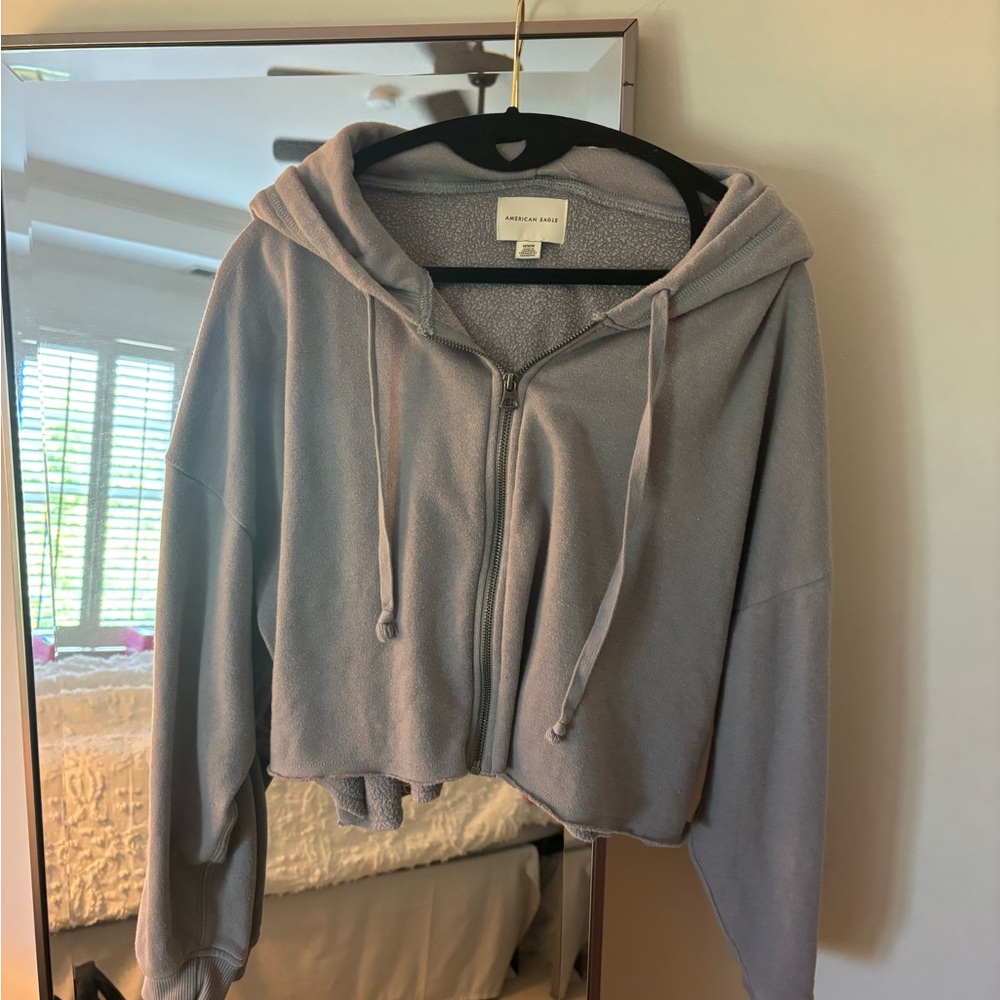 American Eagle Light Gray zip-up  Hoodie